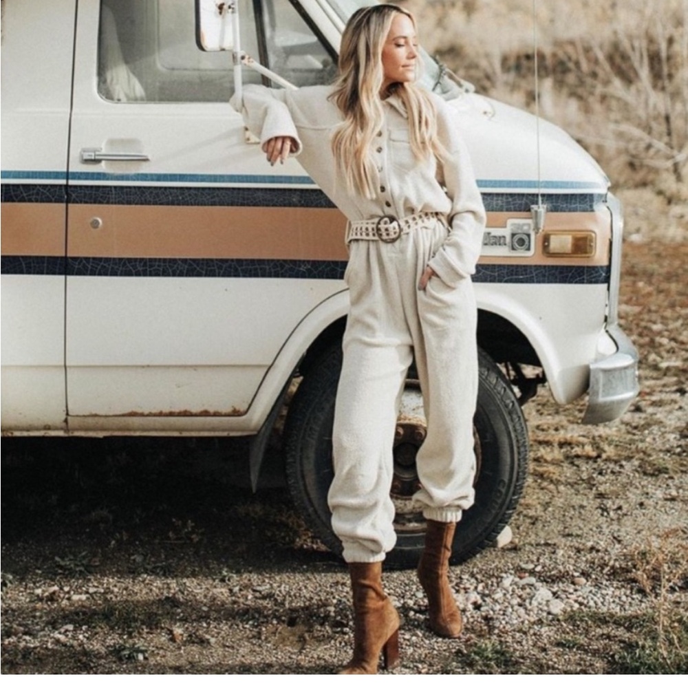 Free People Ride or Die khaki Jumpsuit